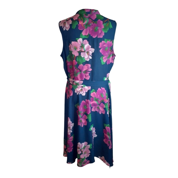 FLASH SALE! Nanette Lepore Floral Sleeveless Dress Navy Pink Size 14W NWOT - Picture 2 of 7